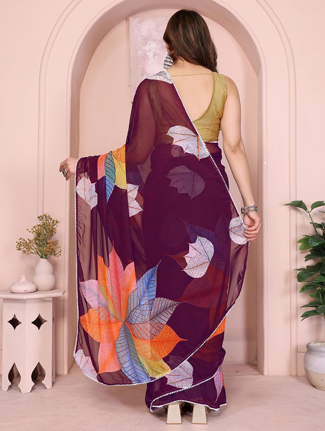 women printed casual wear saree with blouse - 21949150 - Standard Image - 1