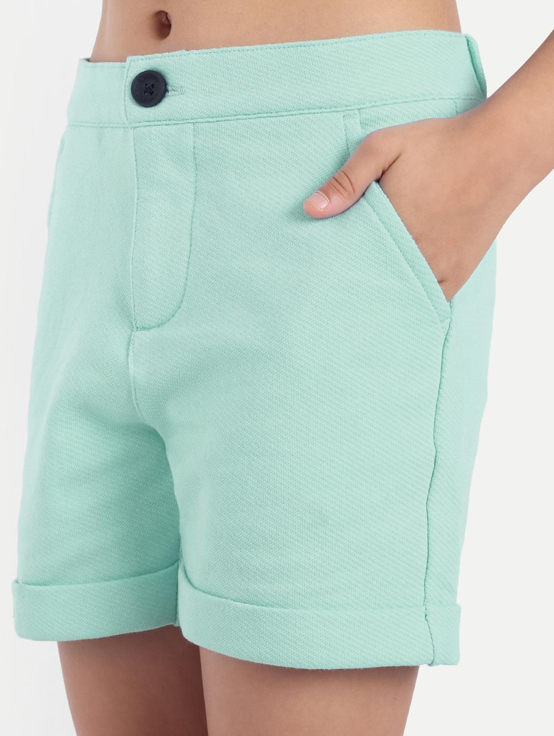 girls sea green solid shorts & top co-ords set - 21949154 - Standard Image - 6