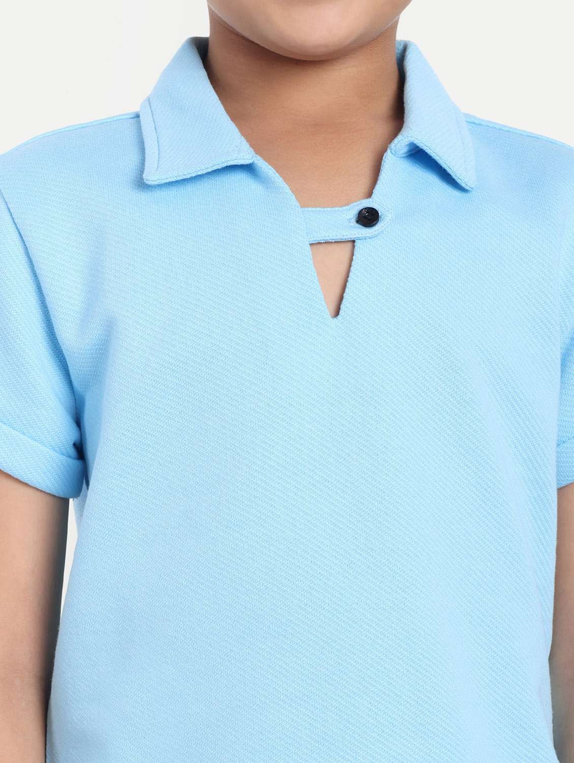 girls light blue solid shorts & top co-ords set - 21949155 - Standard Image - 4