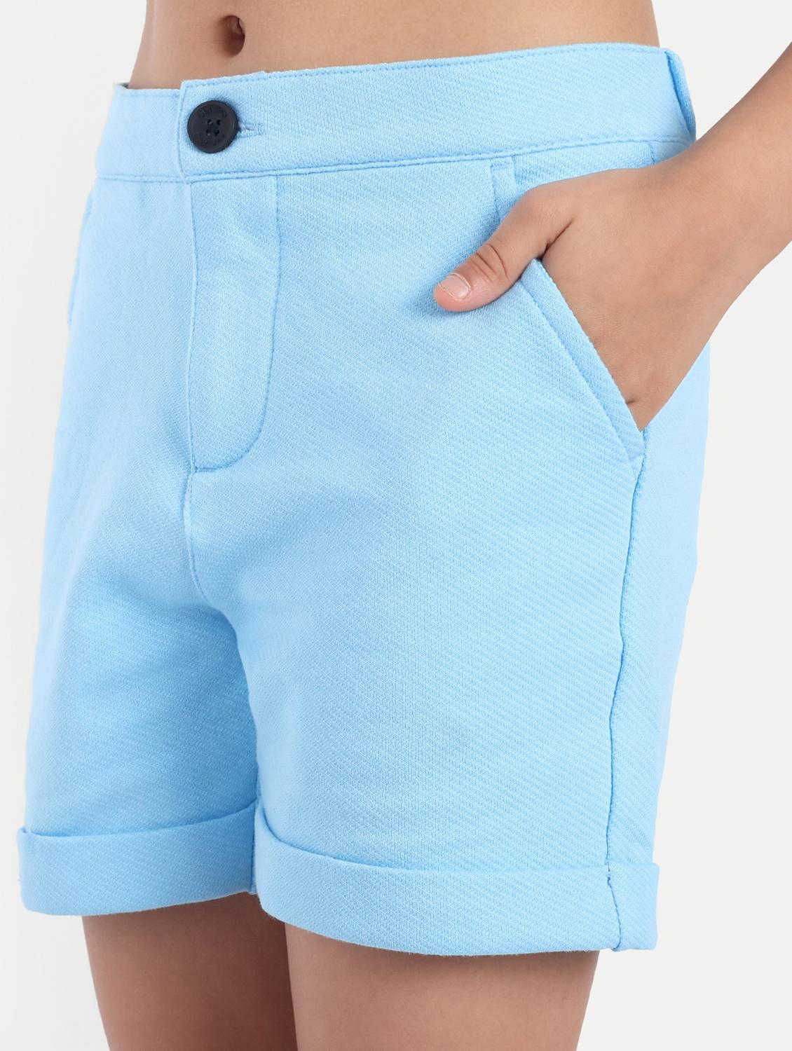 girls light blue solid shorts & top co-ords set - 21949155 - Standard Image - 6