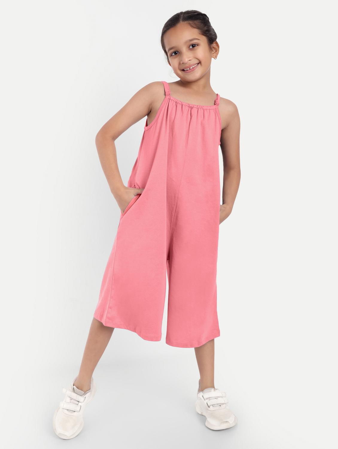 girls pink solid sleeveless jump suit - 21949156 -  Standard Image - 1