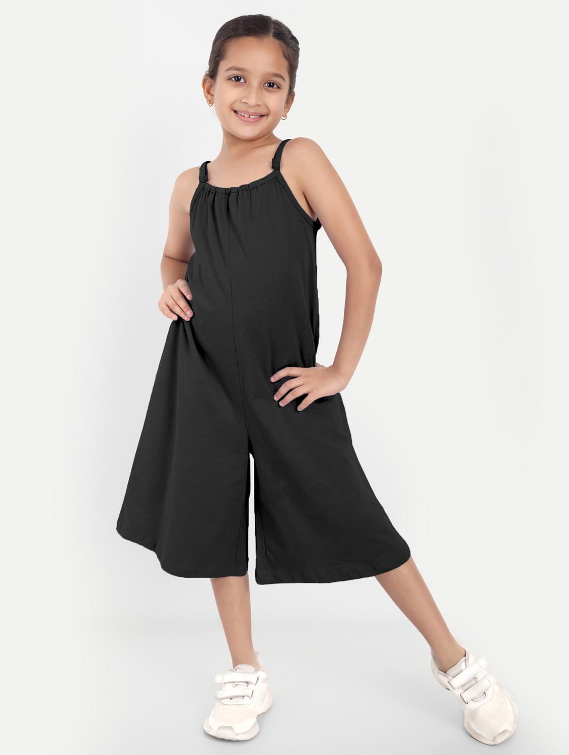 girls black solid sleeveless jump suit - 21949157 - Standard Image - 1