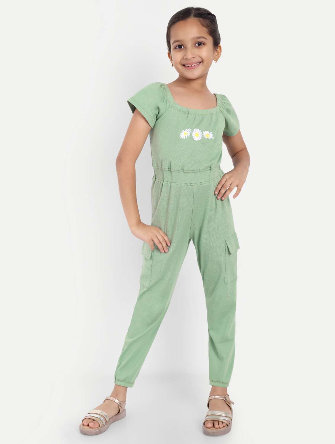 girls neo mint floral embroidered full length jumpsuit  - 21949159 -  Standard Image - 1