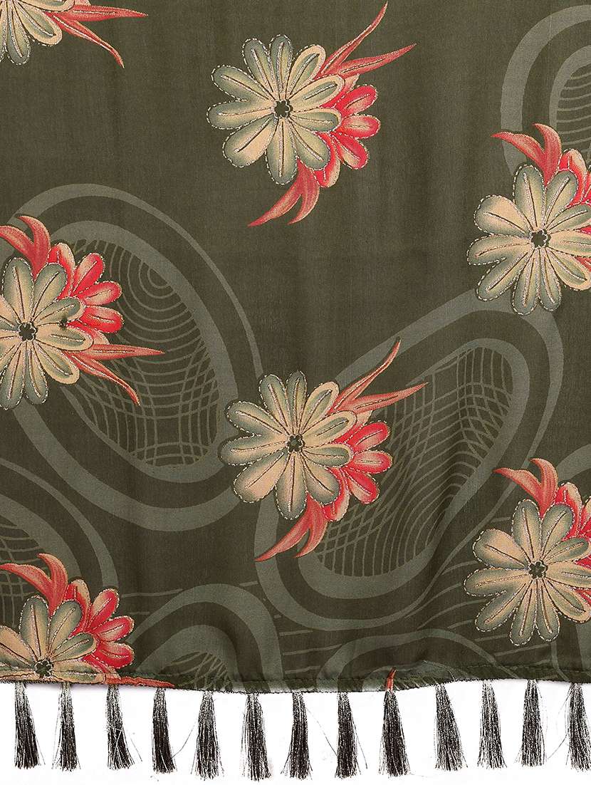 women printed casual wear saree with blouse - 21949164 -  Standard Image - 4