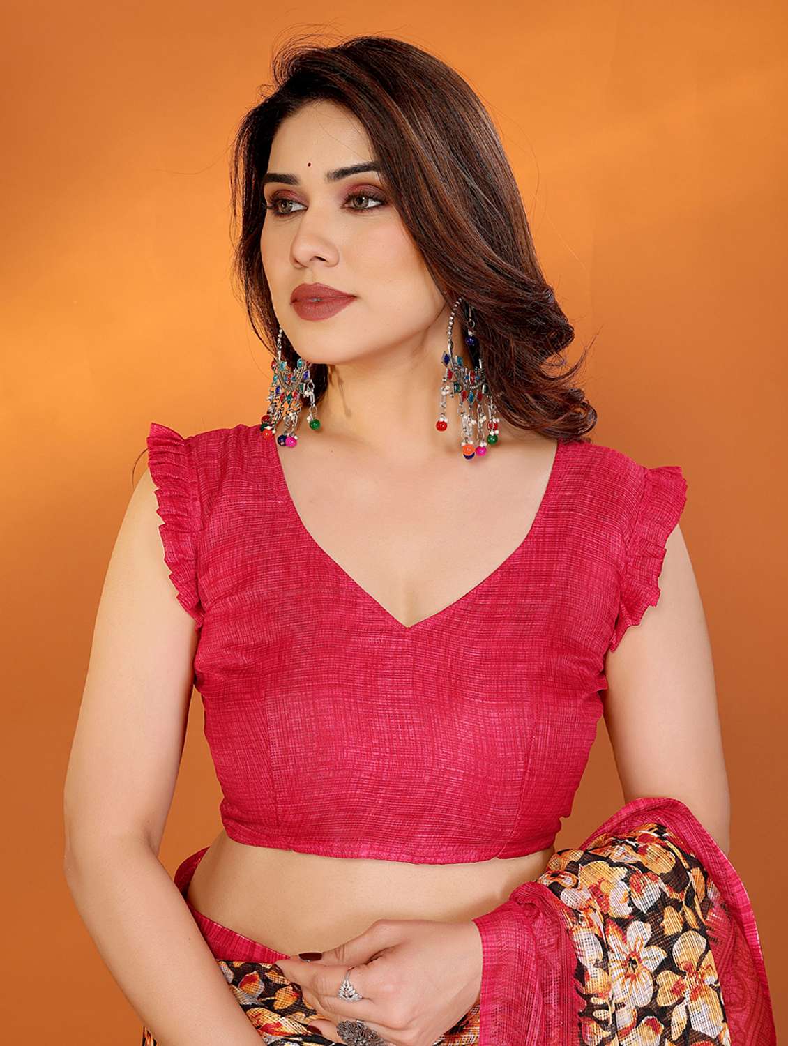 women printed casual wear saree with blouse - 21949171 -  Standard Image - 4