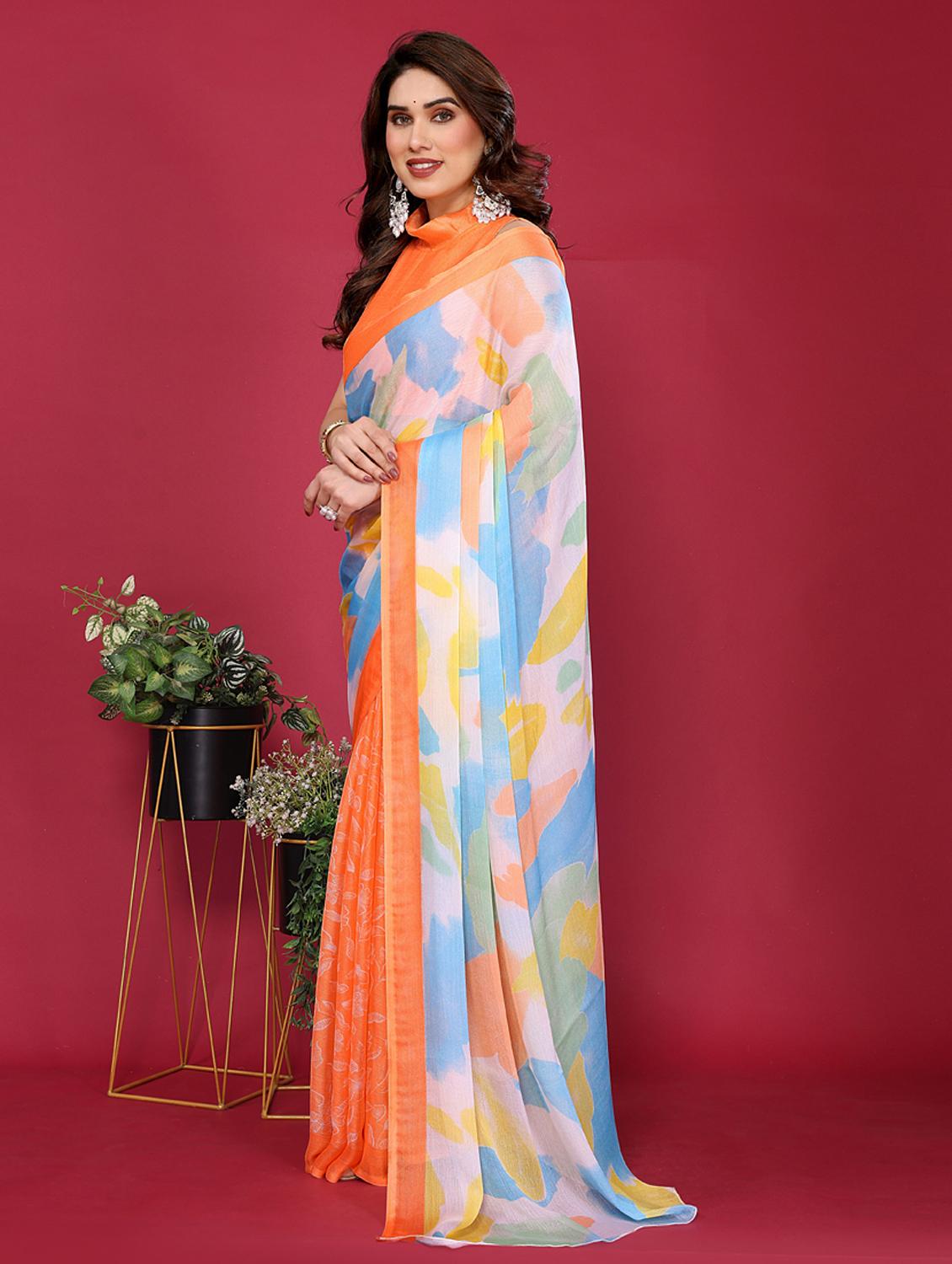 women printed half & half saree with blouse - 21949174 -  Standard Image - 1