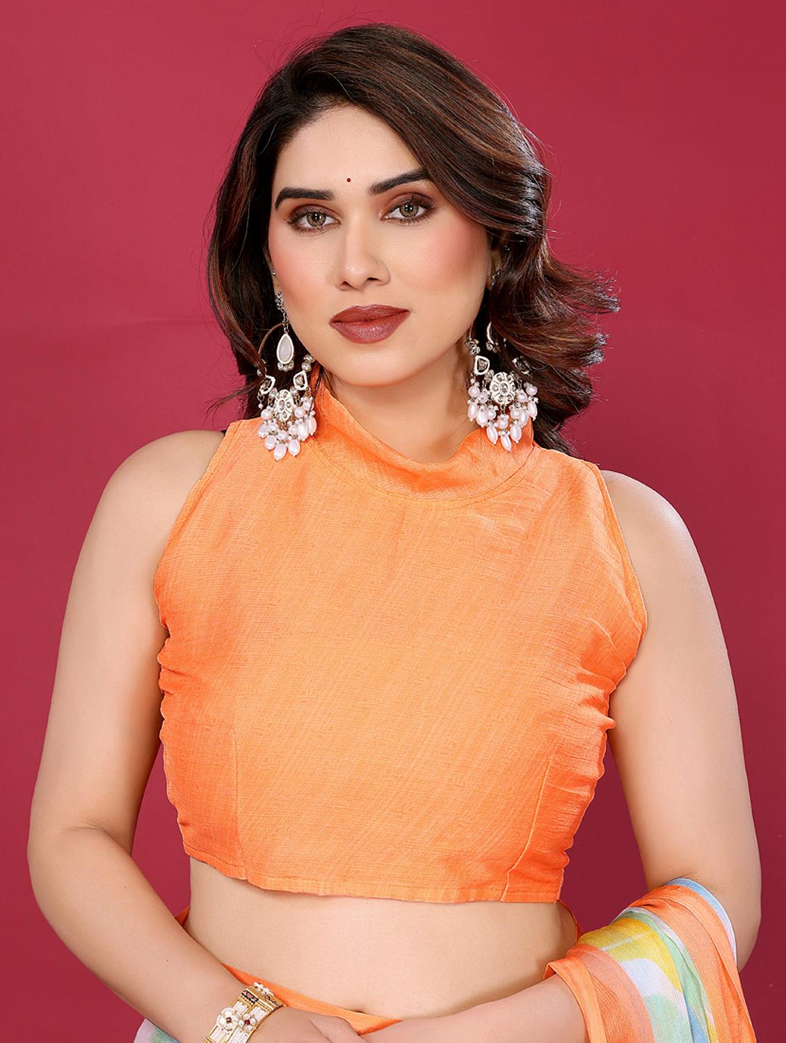 women printed half & half saree with blouse - 21949174 - Standard Image - 4
