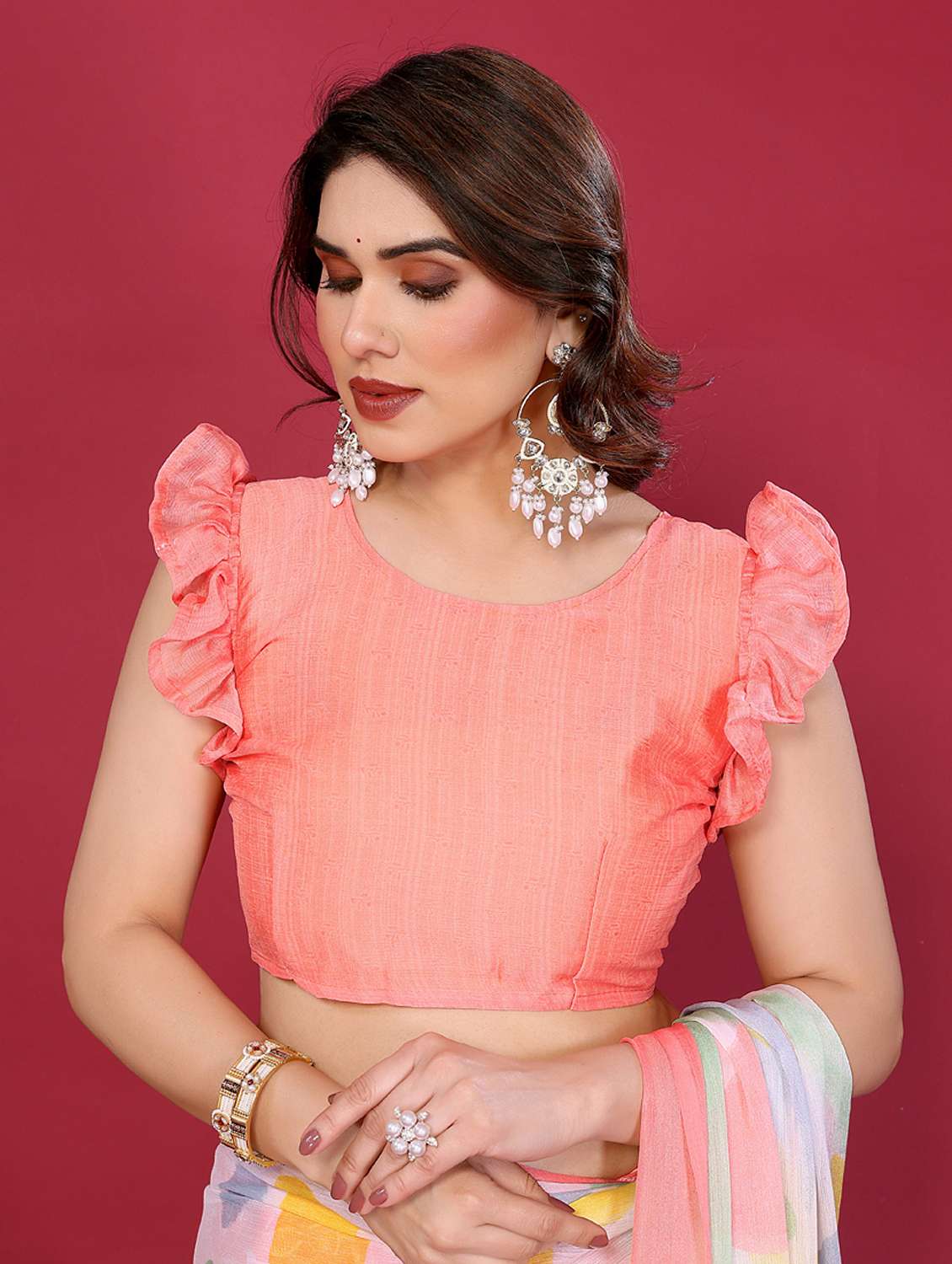 women printed half & half saree with blouse - 21949175 -  Standard Image - 4