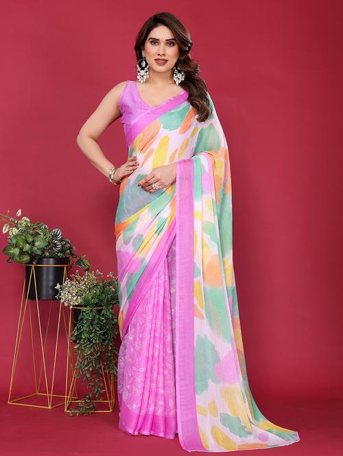 women printed half & half saree with blouse - 21949178 - Standard Image - 0