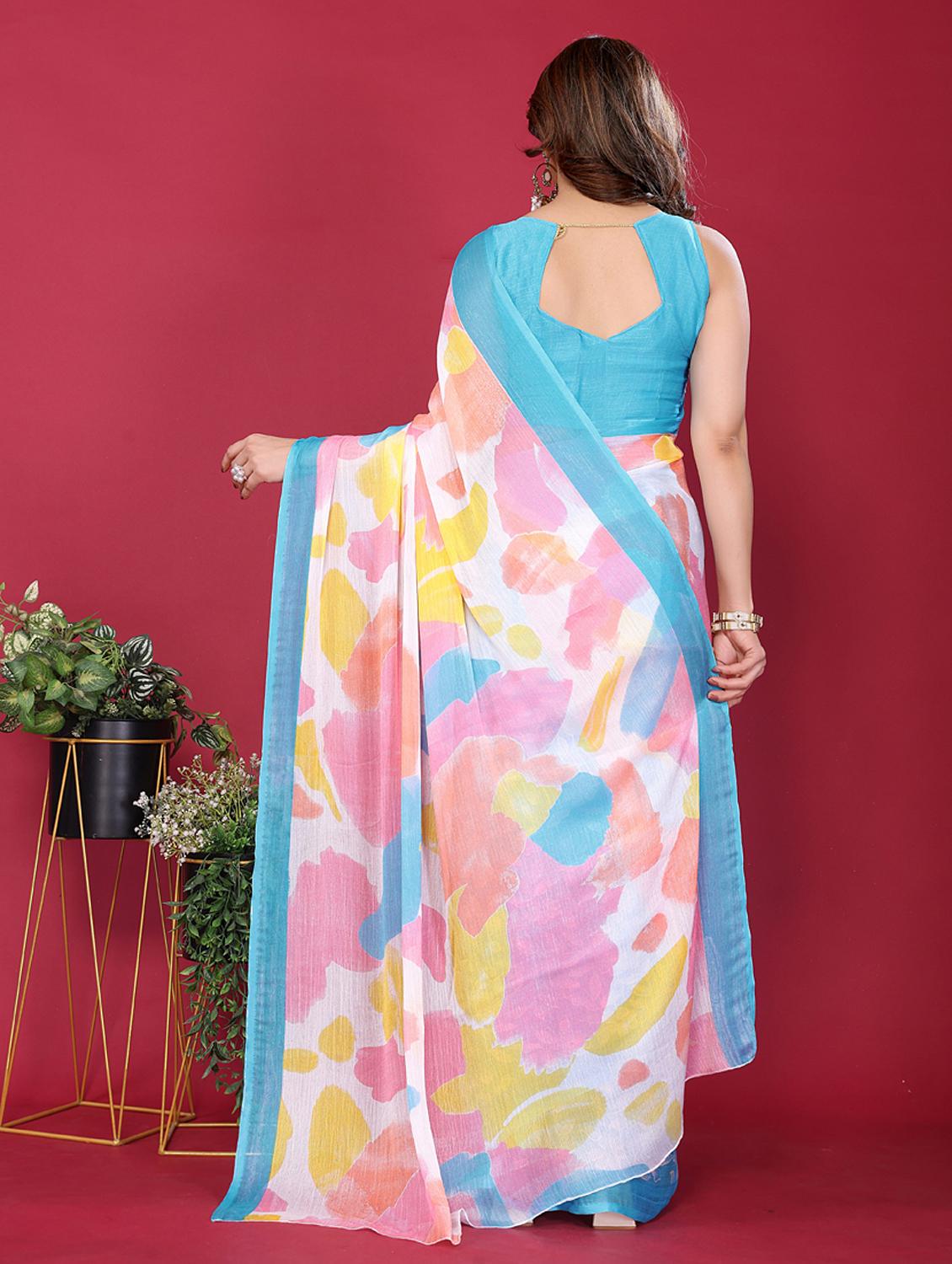 women printed half & half saree with blouse - 21949179 - Standard Image - 1