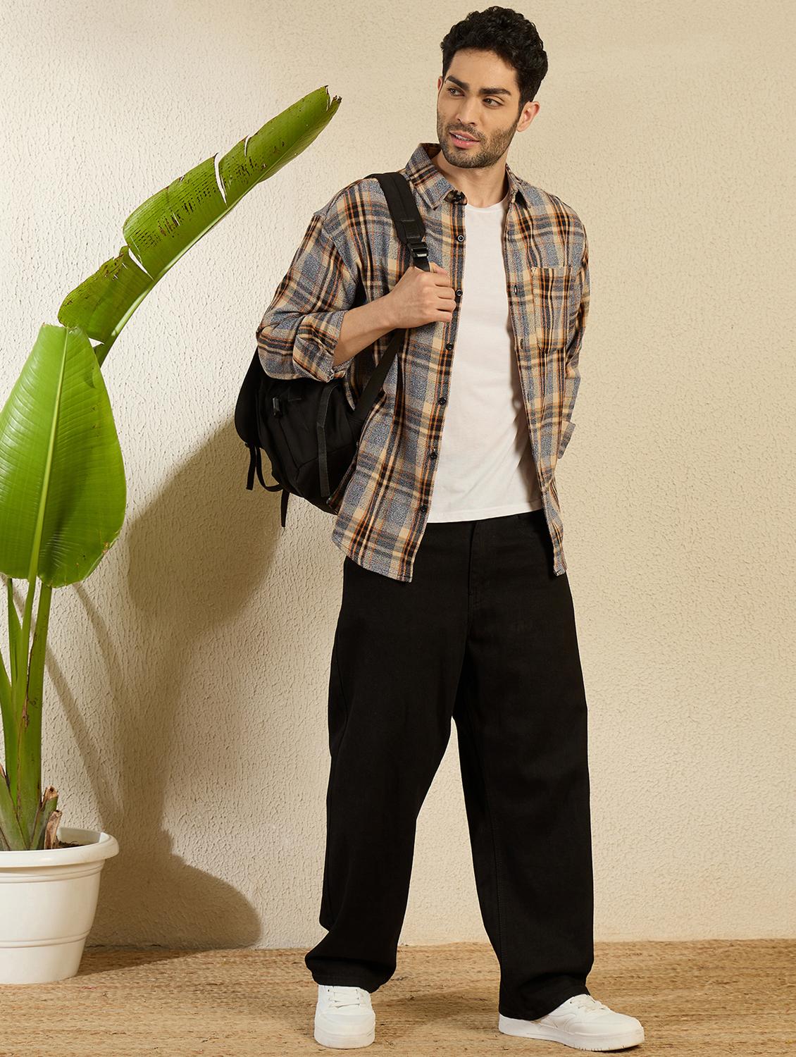 men checkered long sleeve oversized casual shirt - 21949182 - Standard Image - 4