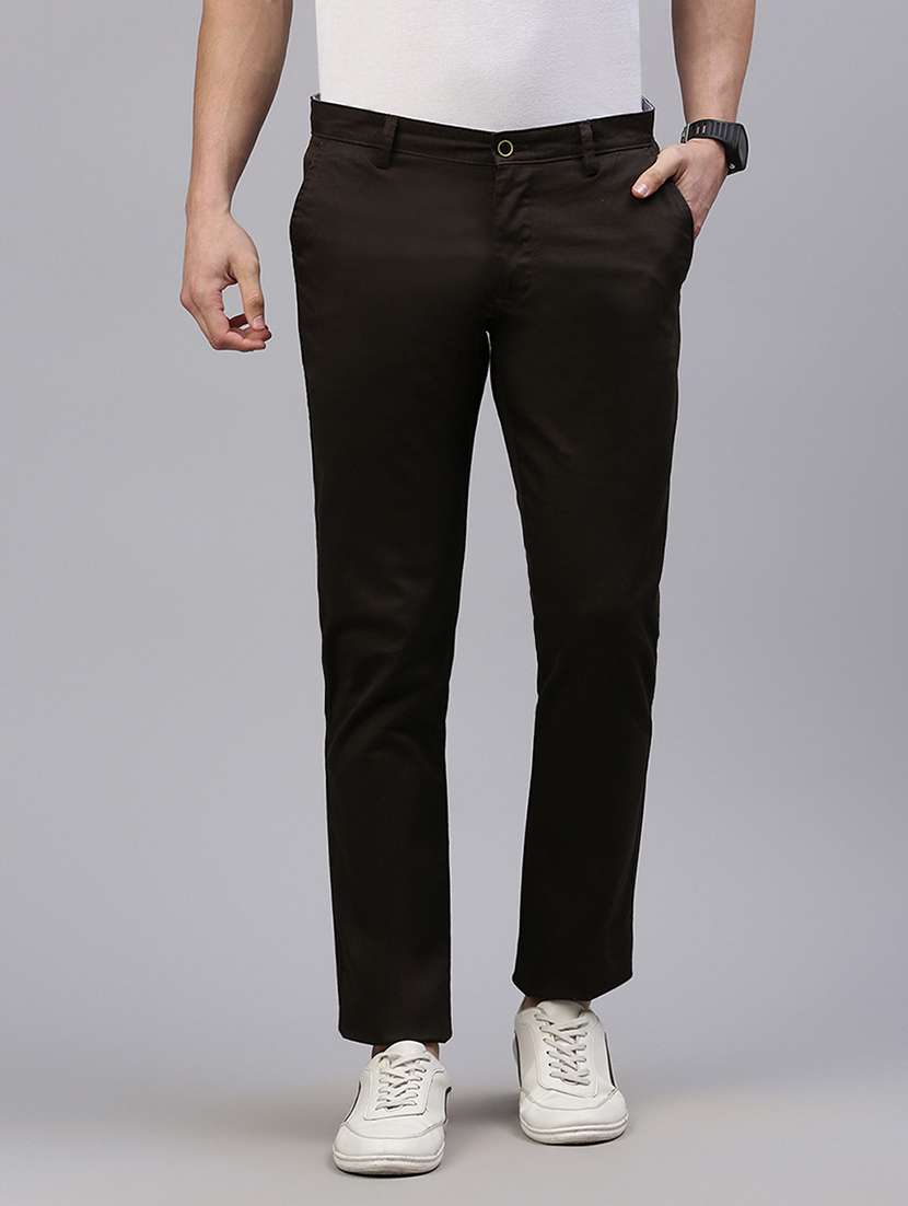men solid mid rise flat front casual chinos  - 21949209 -  Standard Image - 1