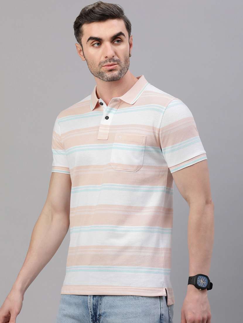 men striped short sleeve regular fit polo t-shirt - 21949212 -  Standard Image - 1