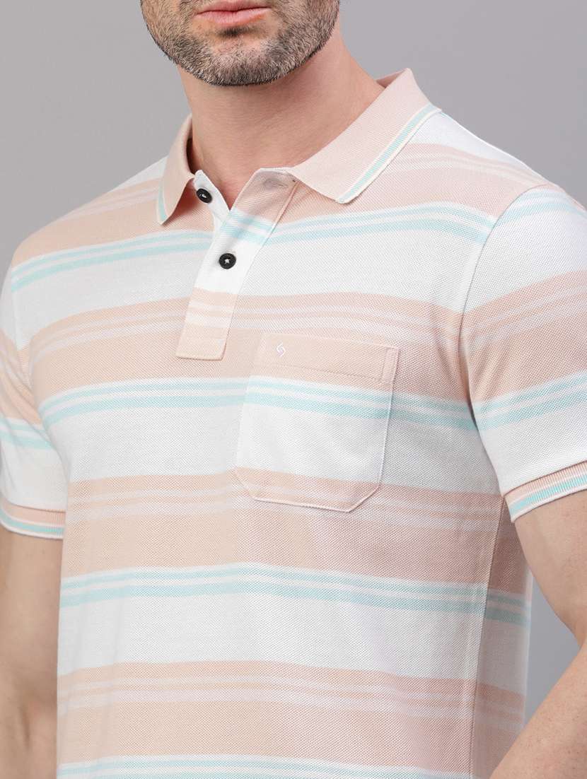 men striped short sleeve regular fit polo t-shirt - 21949212 -  Standard Image - 4