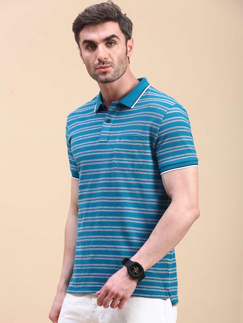men striped short sleeve regular fit polo t-shirt - 21949215 -  Standard Image - 1