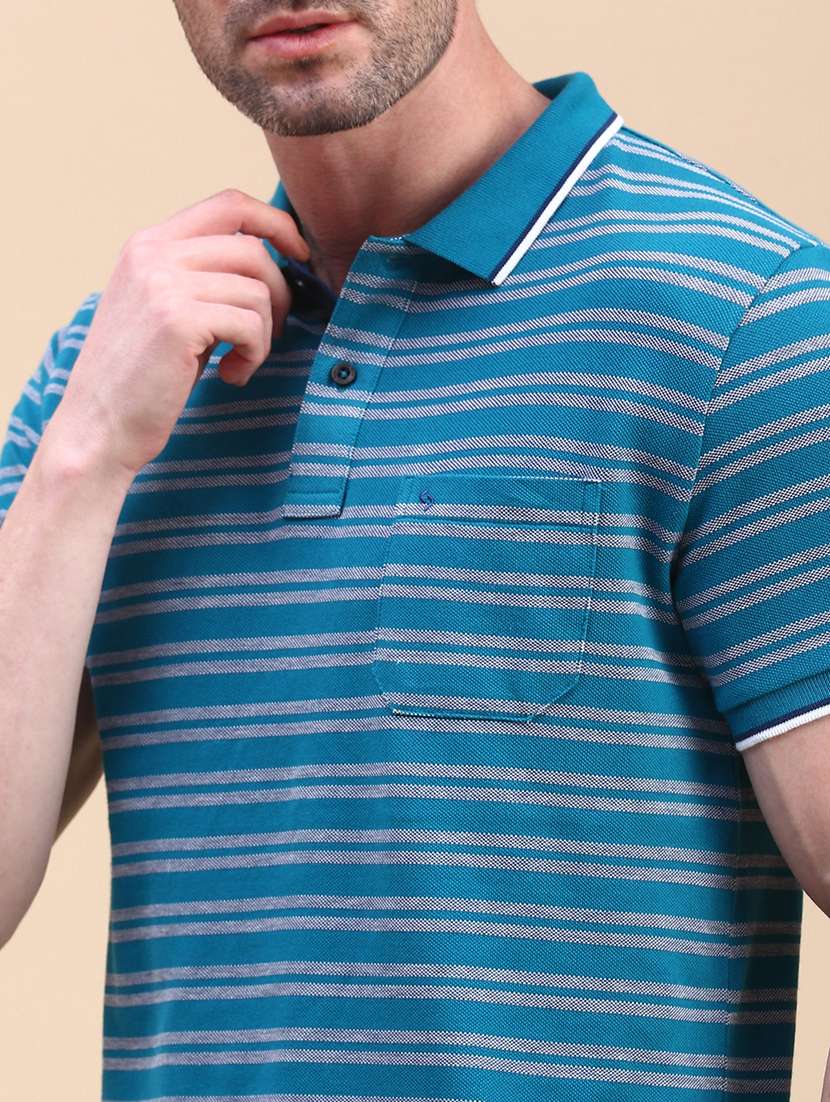 men striped short sleeve regular fit polo t-shirt - 21949215 -  Standard Image - 4