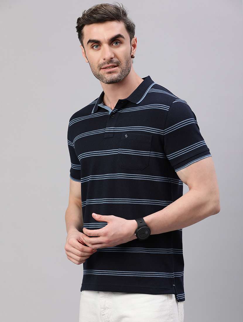 men striped short sleeve regular fit polo t-shirt - 21949217 -  Standard Image - 1