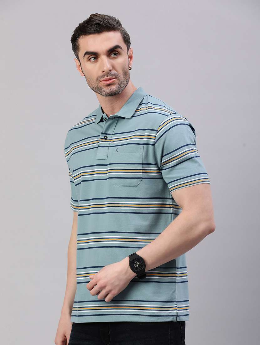 men striped short sleeve regular fit polo t-shirt - 21949218 -  Standard Image - 1