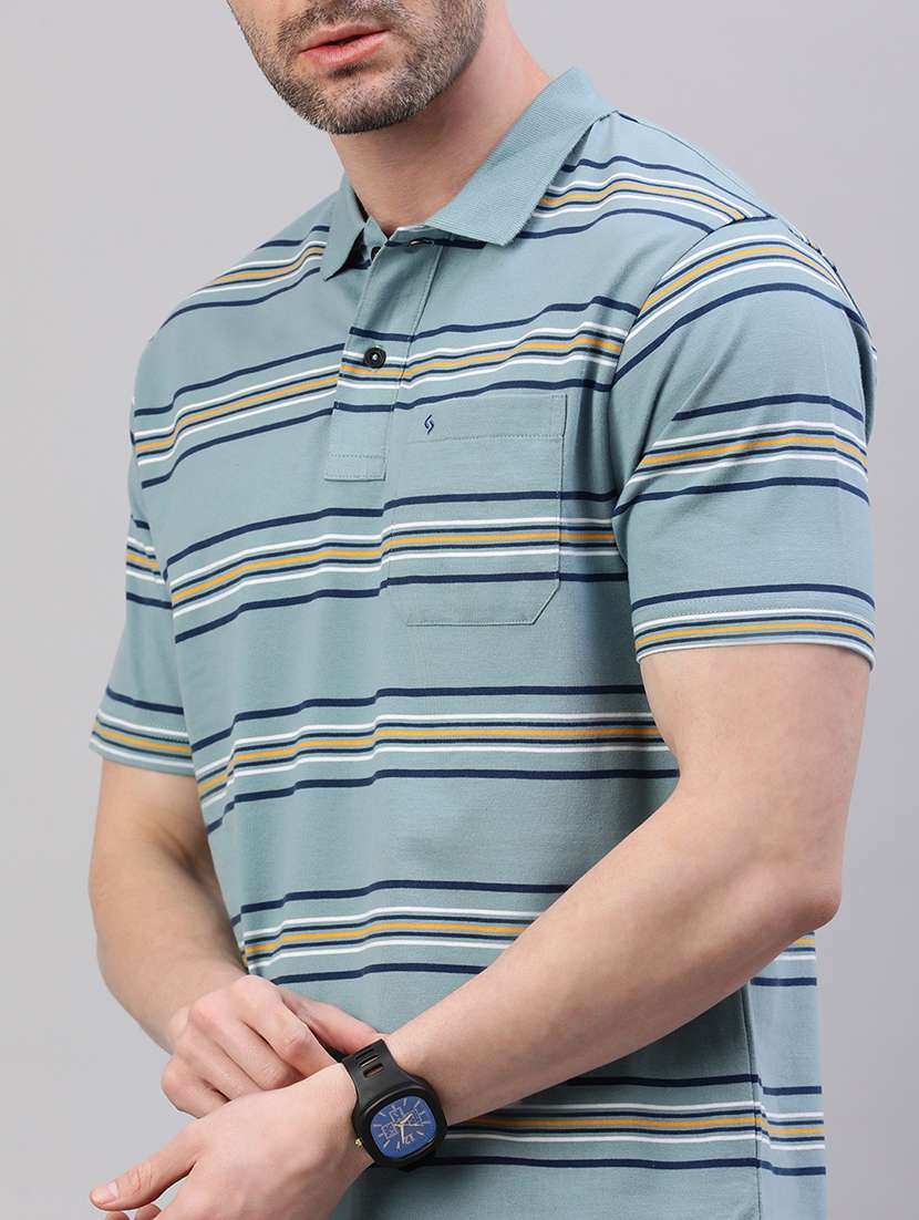 men striped short sleeve regular fit polo t-shirt - 21949218 -  Standard Image - 4