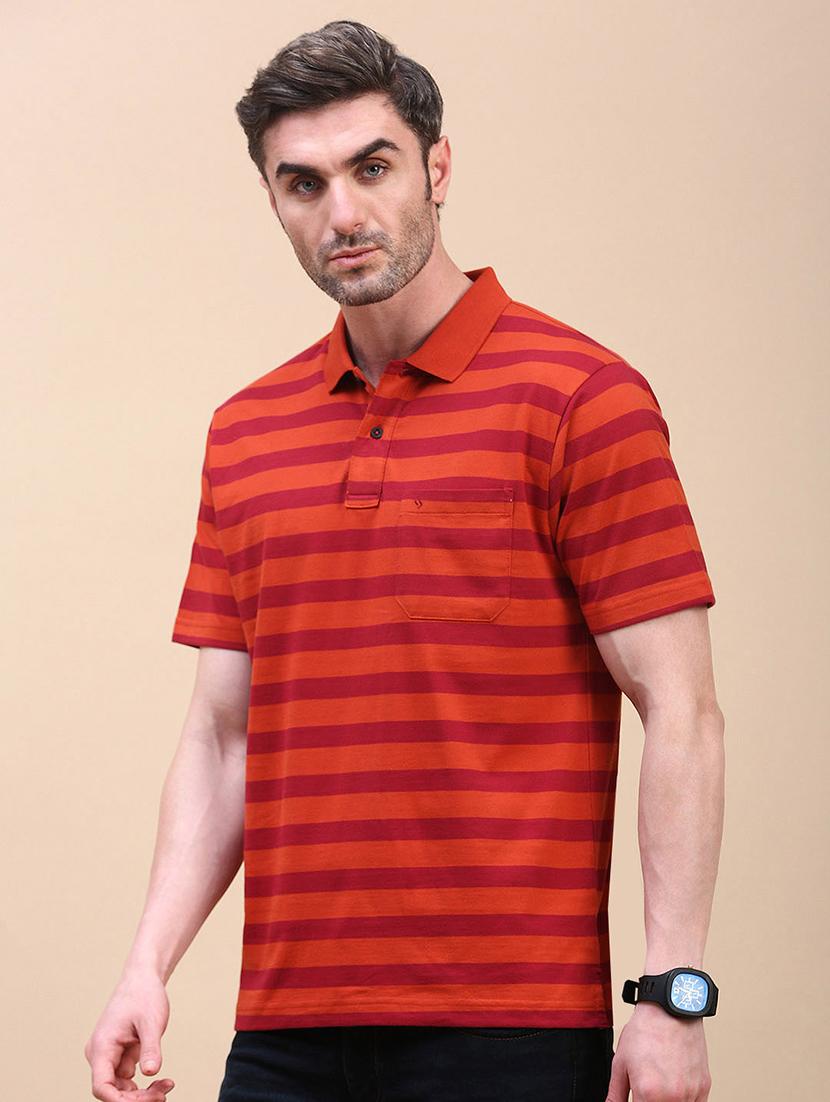 men striped short sleeve regular fit polo t-shirt - 21949220 - Standard Image - 1
