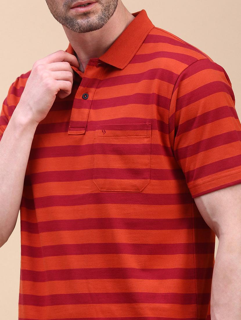 men striped short sleeve regular fit polo t-shirt - 21949220 - Standard Image - 4