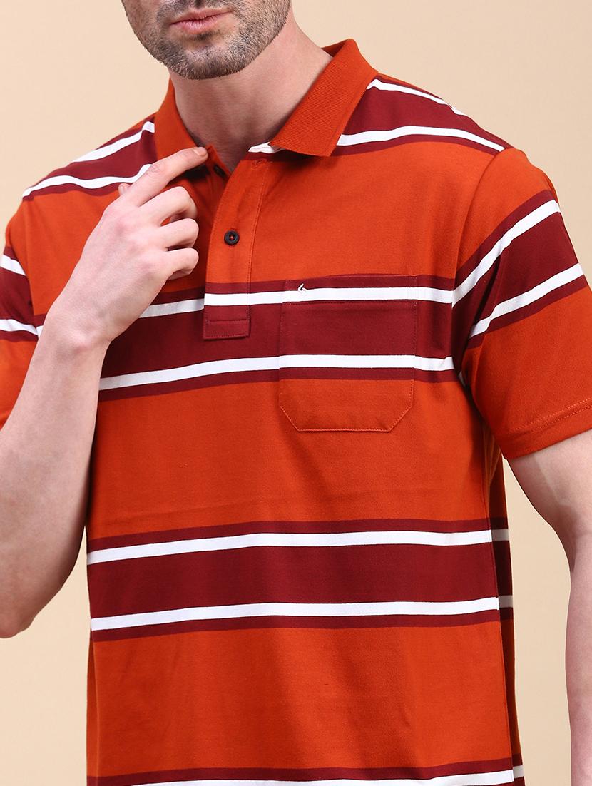 men striped short sleeve regular fit polo t-shirt - 21949221 - Standard Image - 4