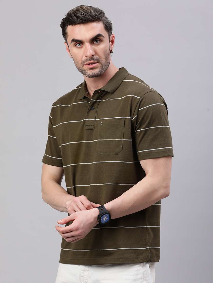 men striped short sleeve regular fit polo t-shirt - 21949223 -  Standard Image - 1