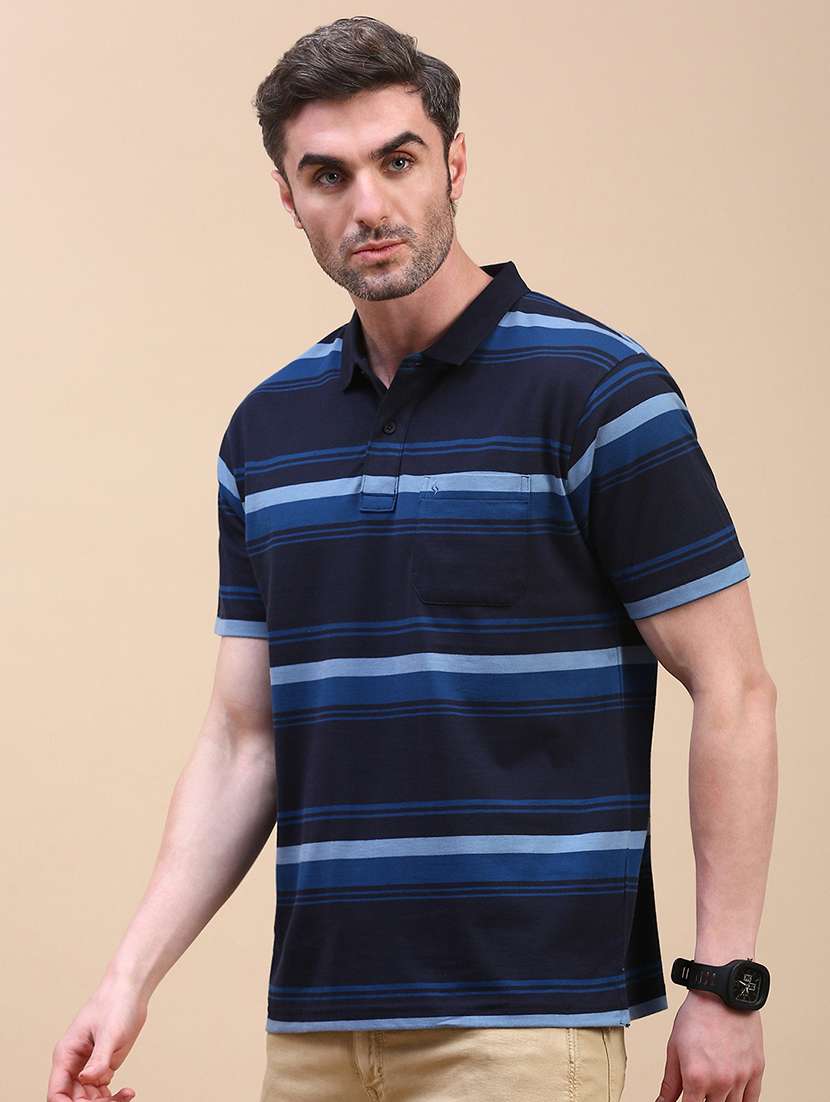 men striped short sleeve regular fit polo t-shirt - 21949225 -  Standard Image - 1