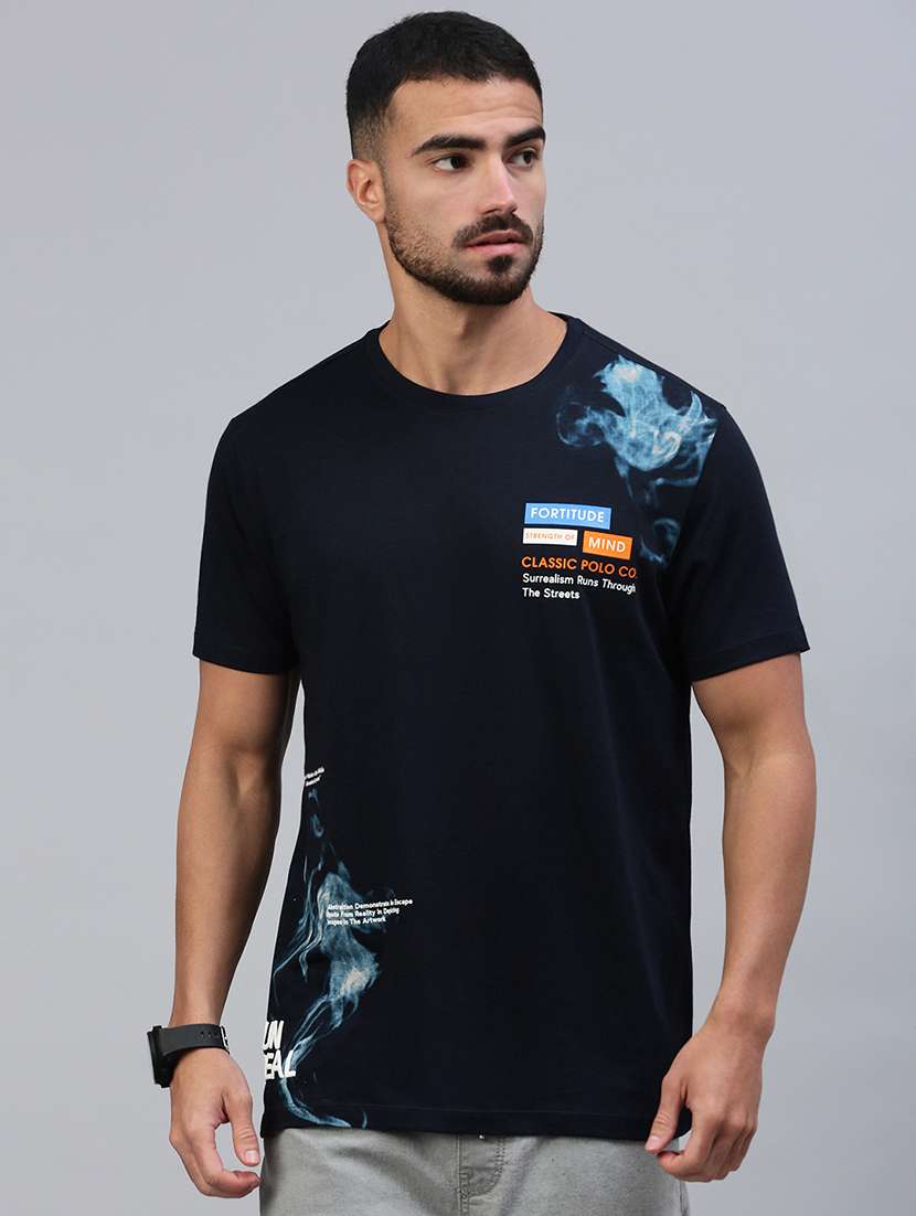 men placement print short sleeve regular fit t-shirt