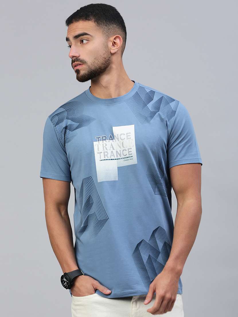 men front print short sleeve regular fit t-shirt