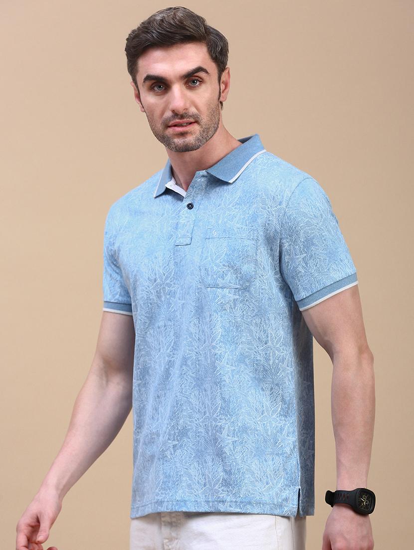men printed short sleeve slim fit polo t-shirt - 21949231 - Standard Image - 1