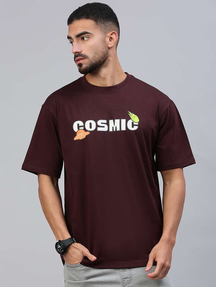 men front & back print round neck oversized t-shirt - 21949235 -  Standard Image - 1