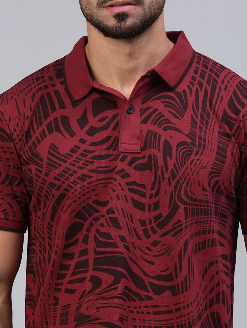 men printed short sleeve slim fit polo t-shirt - 21949236 -  Standard Image - 4