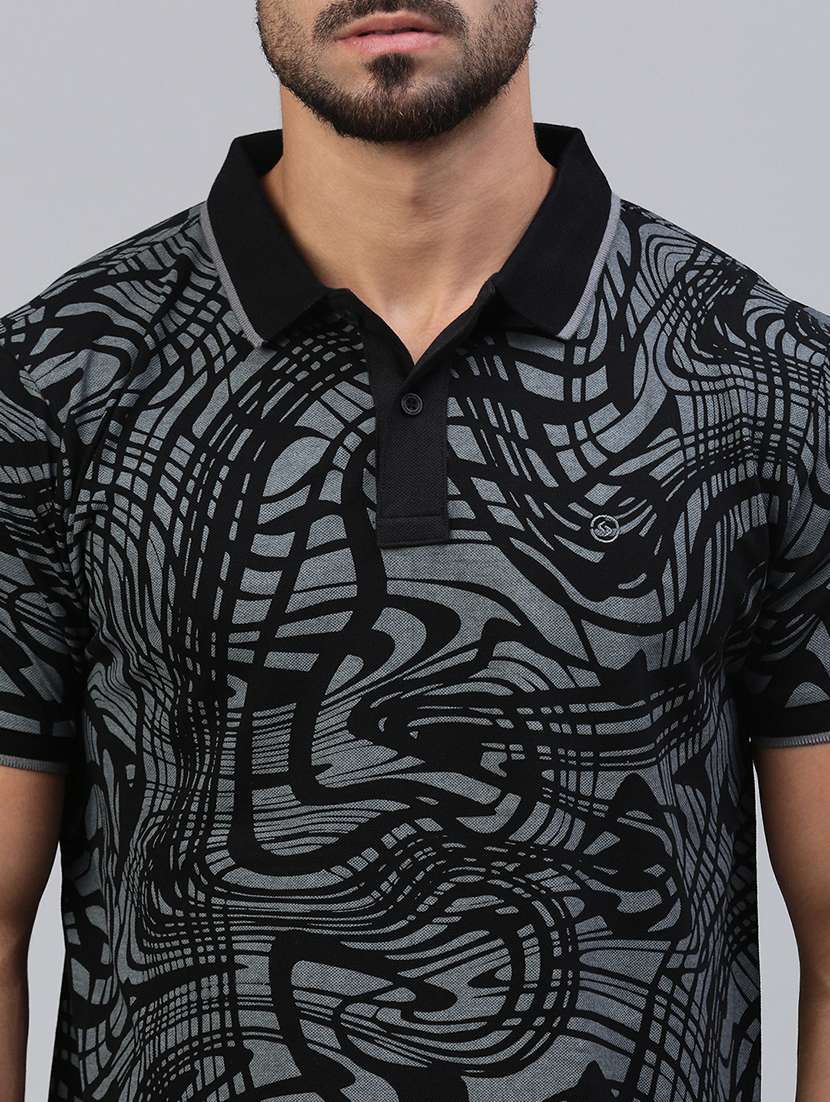 men printed short sleeve slim fit polo t-shirt - 21949237 -  Standard Image - 4
