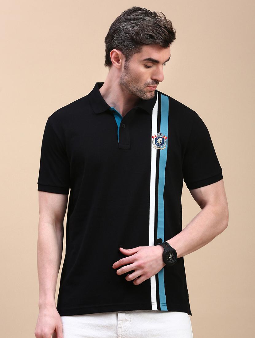 men striped short sleeve slim fit polo t-shirt