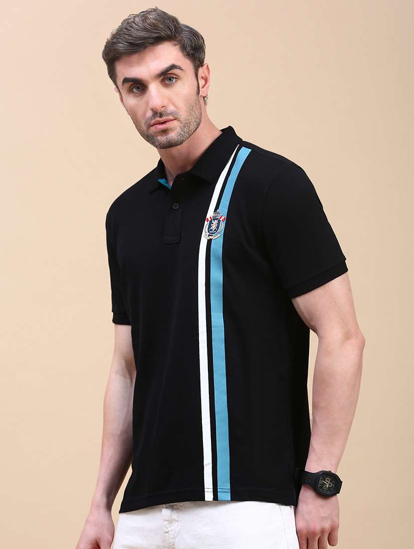 men striped short sleeve slim fit polo t-shirt - 21949239 -  Standard Image - 1
