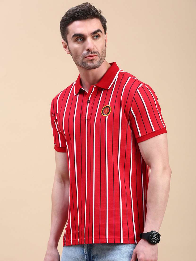 men striped short sleeve regular fit polo t-shirt - 21949240 -  Standard Image - 1