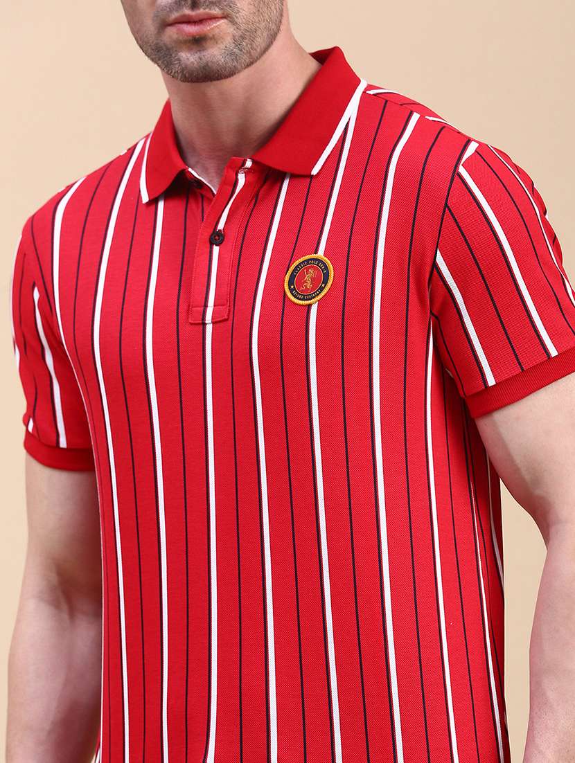 men striped short sleeve regular fit polo t-shirt - 21949240 -  Standard Image - 4