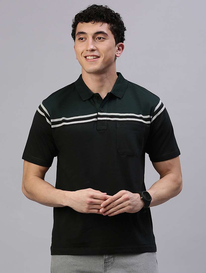 men color block short sleeve regular fit polo t-shirt - 21949244 -  Zoom Image - 0