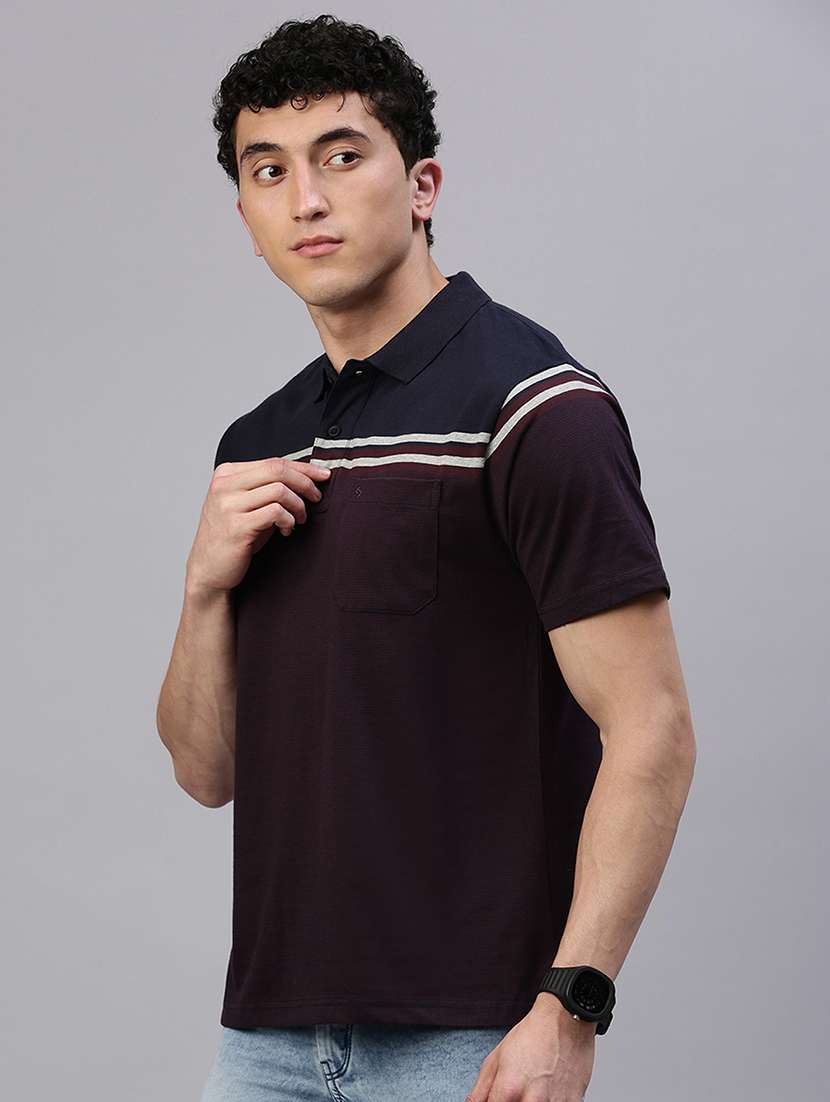 men color block short sleeve regular fit polo t-shirt - 21949245 -  Standard Image - 1