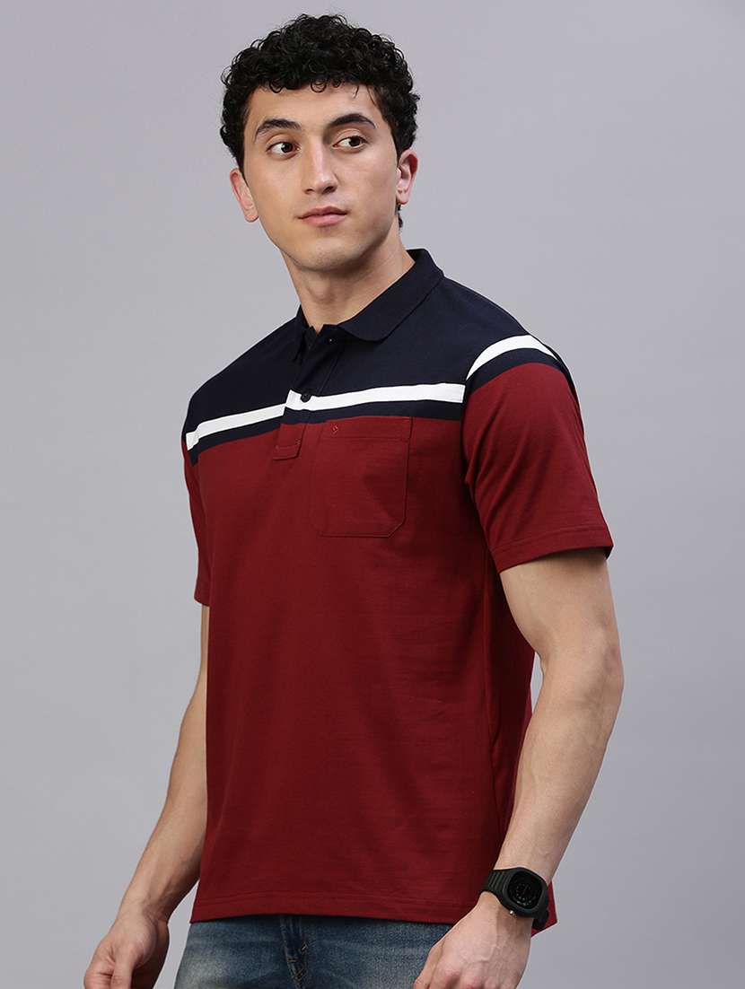 men color block short sleeve regular fit polo t-shirt - 21949247 -  Standard Image - 1