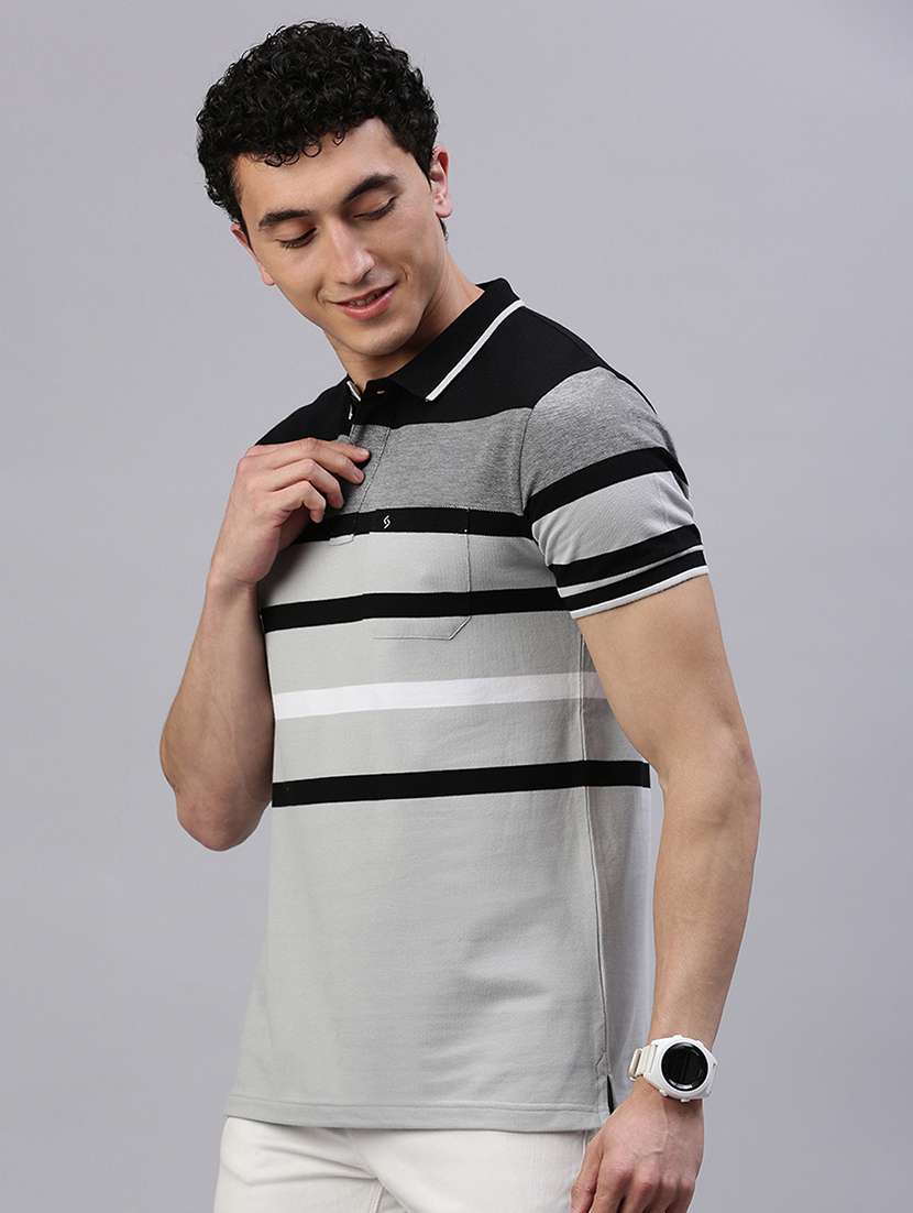 men striped short sleeve regular fit polo t-shirt - 21949249 -  Standard Image - 1