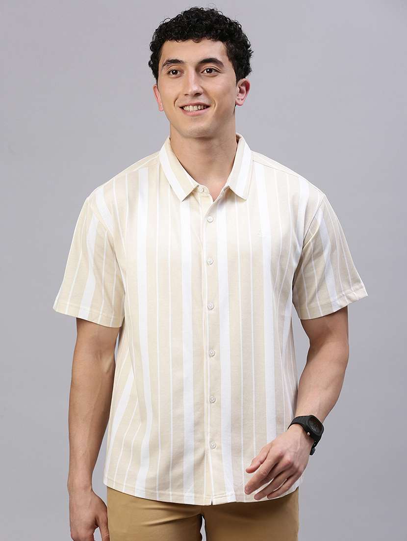 men striped short sleeve regular fit casual shirt - 21949256 -  Standard Image - 1