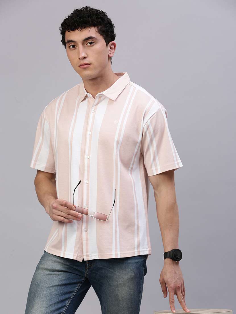 men striped short sleeve regular fit casual shirt - 21949257 -  Standard Image - 1