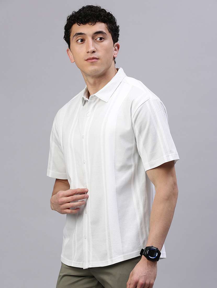 men striped short sleeve regular fit casual shirt - 21949258 -  Standard Image - 1