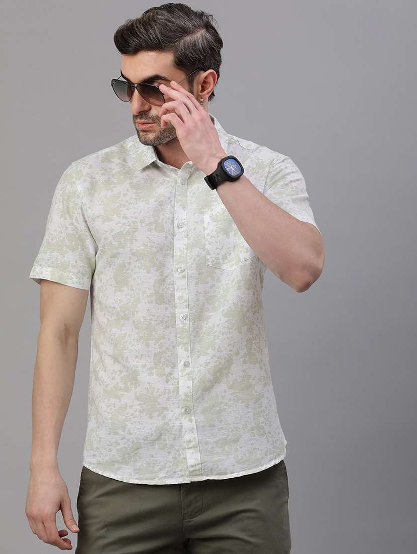 men printed short sleeve regular fit casual shirt - 21949259 -  Standard Image - 1