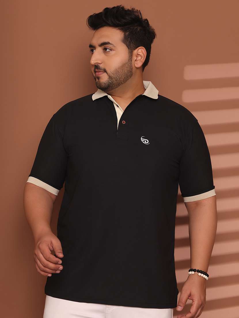 men plus size solid short sleeve regular fit polo t-shirt
