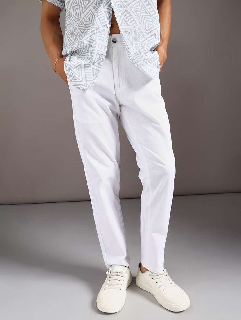 men solid mid rise chinos casual trouser - 21949382 -  Standard Image - 1