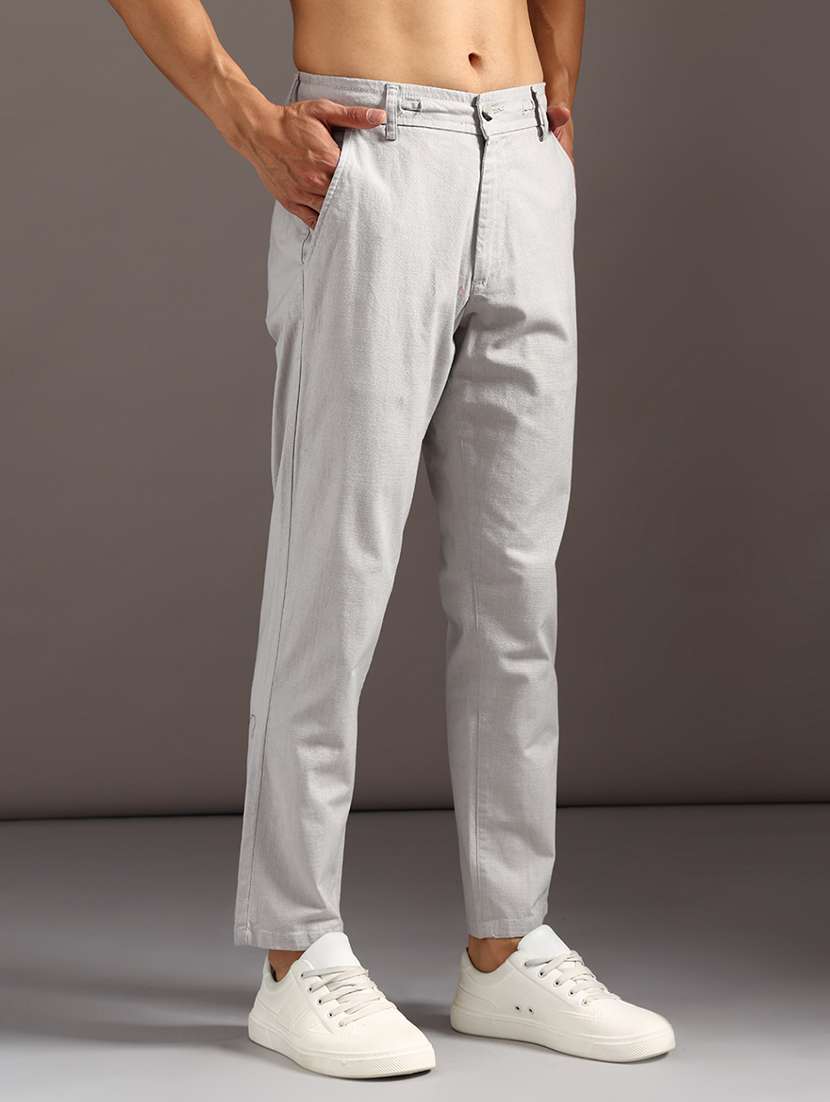 men solid mid rise chinos casual trouser - 21949383 -  Standard Image - 1