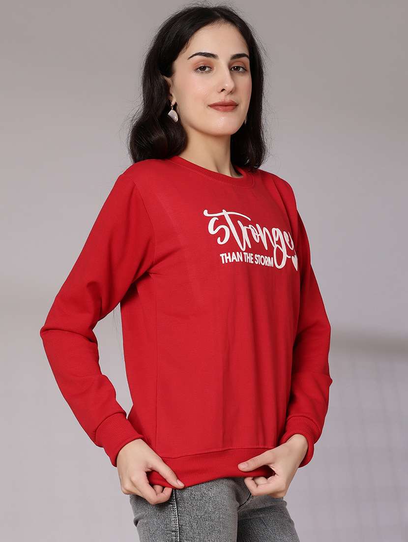 women chest print long sleeve sweatshirt - 21949418 - Standard Image - 1